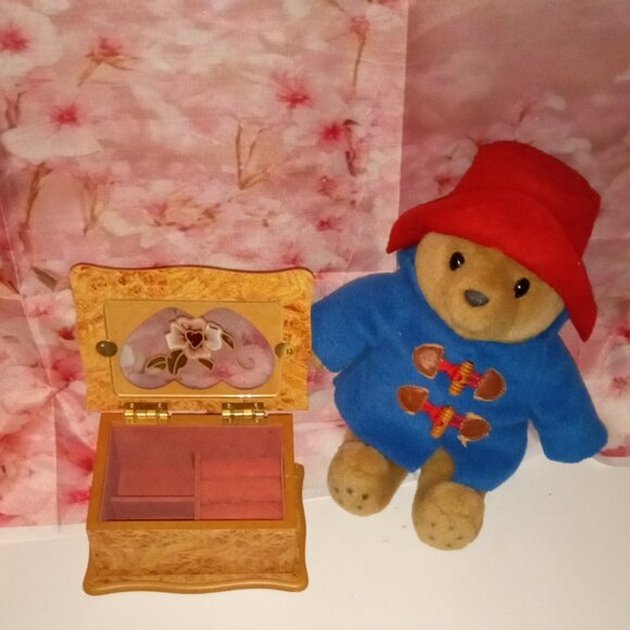 GIRL'S 6" JEWELRY BOX WITH SITTING 9" TEDDYBEAR DRESSER DECOR - Picture 3 of 9